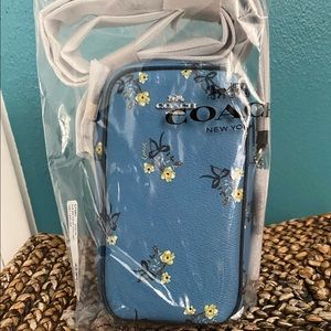 Coach North/South Zip Phone Crossbody With Floral Bow Print